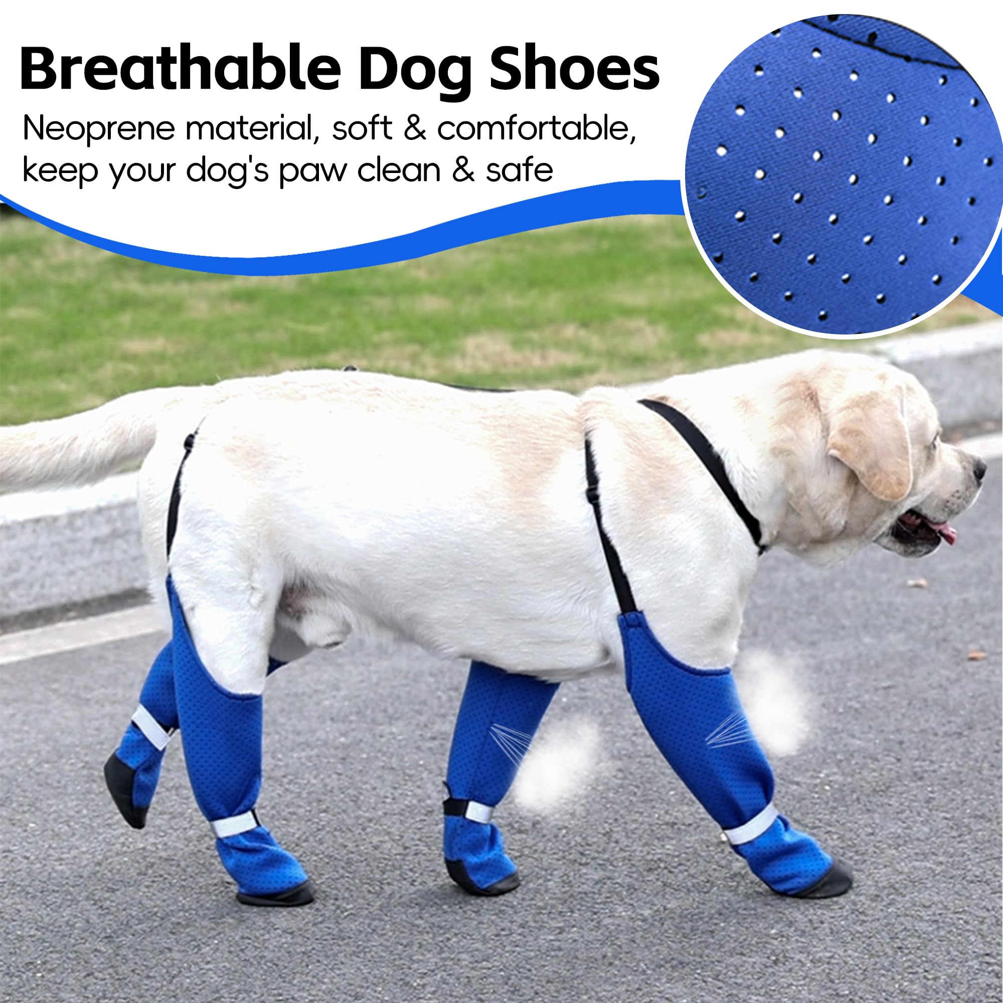 Dog Suspender Boots Paw Boot Leggings, Breathable Tall Large Doggy Shoes With Suspenders For Hot Pavement, Anti-Slip Snow Pants